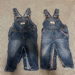 EUC Oshkosh B’gosh Baby girls denim overalls. Size 6 months.